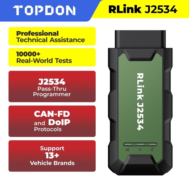 TOPDON RLink J2534 Pass-Thru Programmer – OEM Reprogramming & Diagnostic Tool, All System Scan