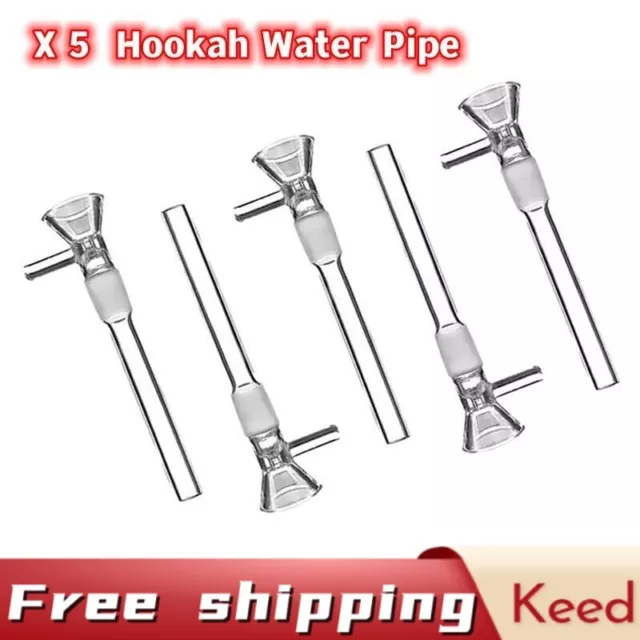 5x 4" Hookah Water Pipe Glass Bong Down Stem Downstem 14mm Male Bowl Piece