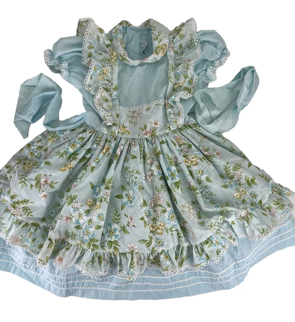 Vintage Betty Oden Girls Blue Pageant Lace Trim Ruffle Frilly Party Dress 6x
