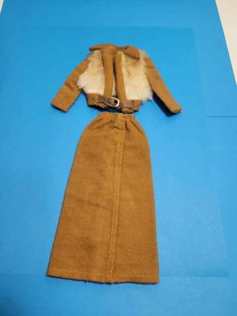  Vintage Barbie Best Buy #7753 brown felt coat skirt outfit MOD Minty! NO DOLL