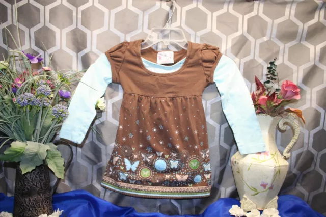 Knit Works Girl's Brown Embellished 18.5" Sundress Size 6 casual top shirt Sale*