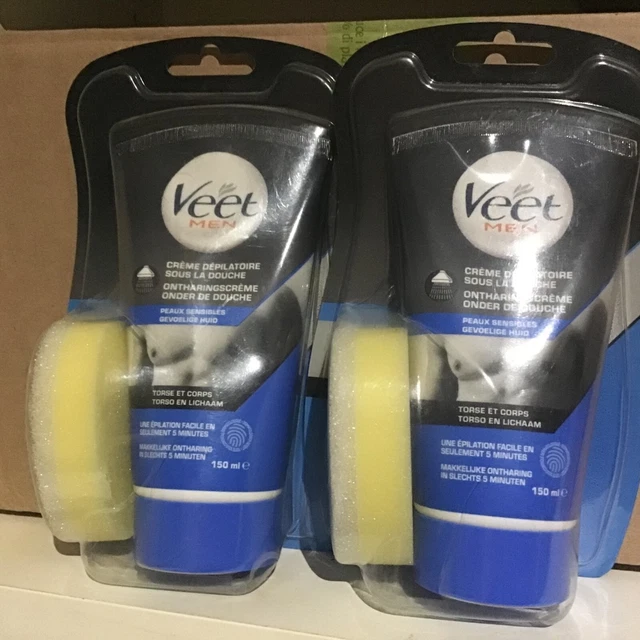 Veet Men - Crème Dépilatoire Homme - Peaux Sensibles - 2X150 ml