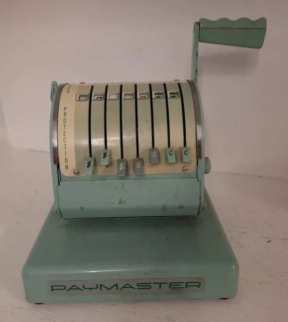 Vintage Paymaster Series X550 Check Writer Embosser Stamper Machine No Key green