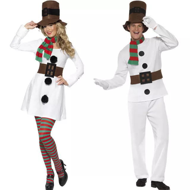 Christmas Snowman Cosplay Costume Adults Couples Womens Mens Fancy Dress Outfits
