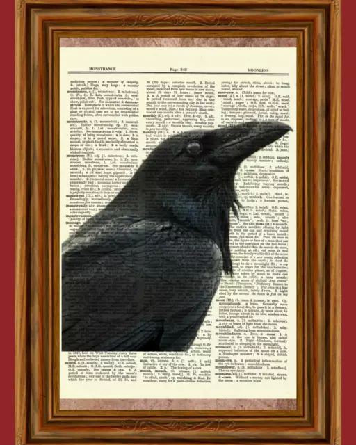 Raven Edgar Allan Poe Dictionary Art Print Picture Black Bird Gothic Eerie Gift