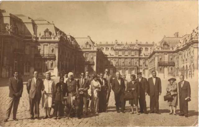 An Old Photograph of Men and Woman At The Palace of Versailles, France Postcard