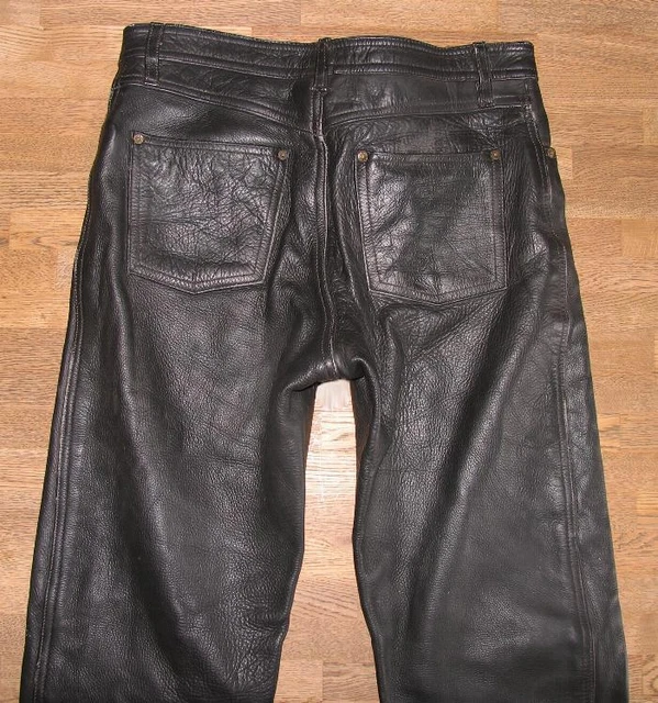 LOURDES HOMME- JEAN en Cuir/ Motard- Pantalon en Cuir en Noir Env. W34 