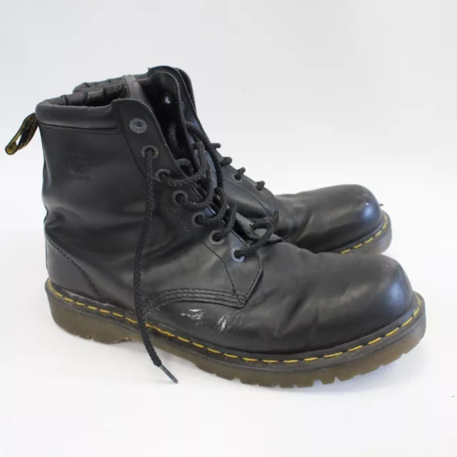MEN'S DR MARTENS Industrial Black Leather Slip Resistant Boots Size ...