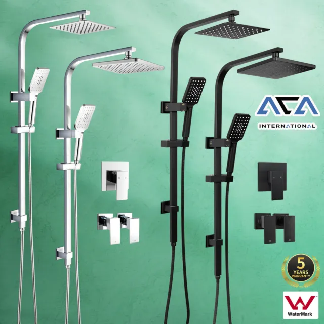 ACA WELS 8/10" Square Shower Head Set Handheld Rail Shower System Mixer Taps