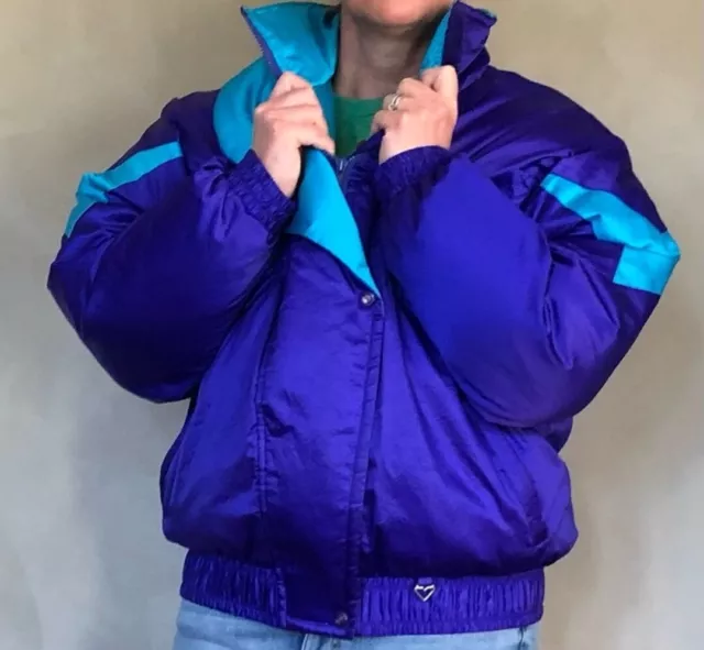OBERMEYER RETRO WOMEN’S Down Filled Ski Jacket Purple Vintage Size 8 S ...