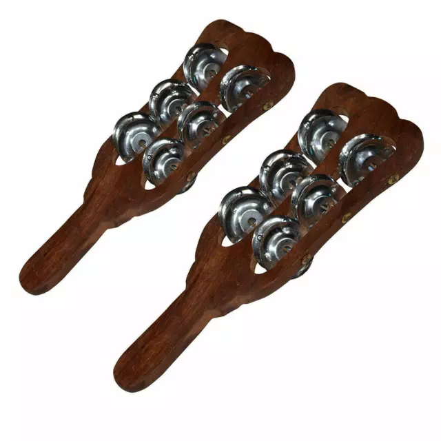 Handmade Wooden Hand Percussion Cymbals Hand Kartal Musical Instrument Set of 2