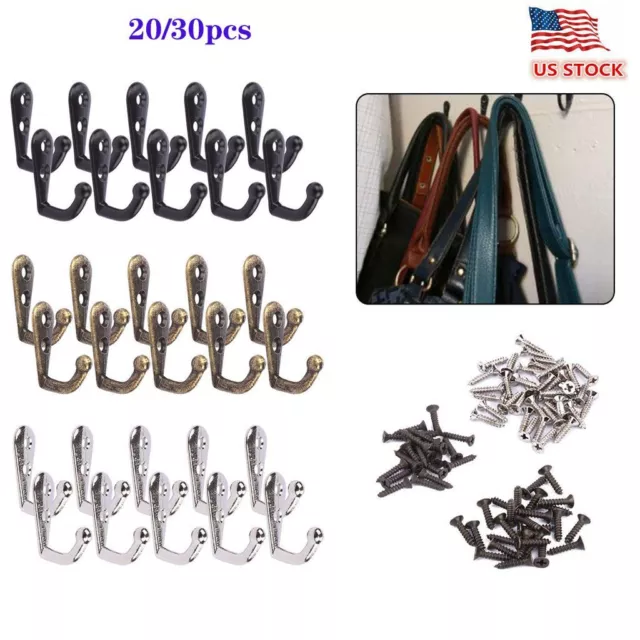 20-30pcs Hanging Single Hook Clothes Hat Key Coat Robe Wall Door Hangers Hooks