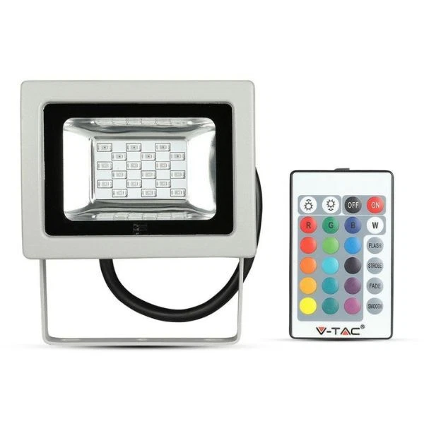 Faro LED Proiettore SMD 10W RGB con Telecomando IP65 Esterno Grigio - V-Tac