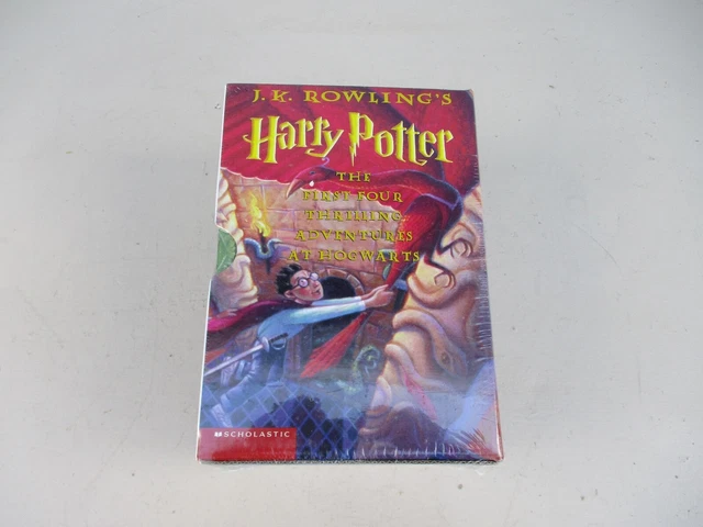 Harry Potter Scholastic 1-4 Book Box Set JK Rowling New Factory Plastic Sealed