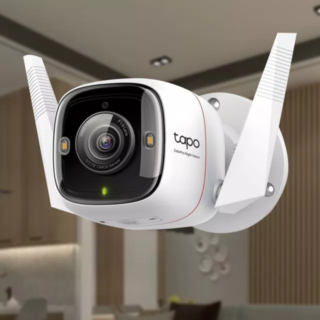 TP-Link ColorPro Wi-Fi Outdoor Camera | Plug-in | Daylight Clarity at Night | 2K