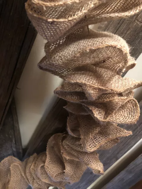 9 Ft Gathered Burlap Garland Rustic Cabin Farmhouse Wedding Holidays Christmas