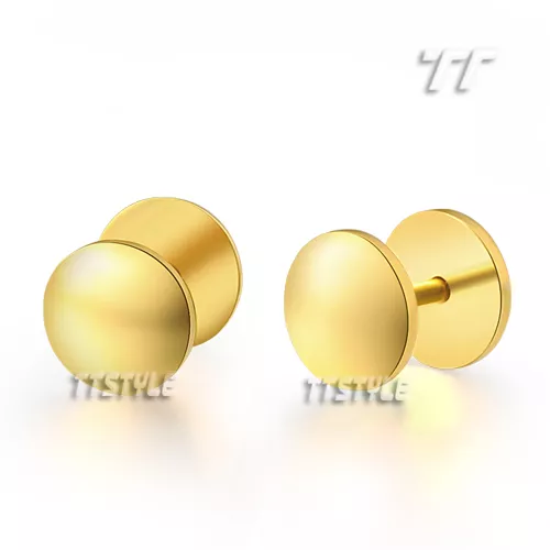 TTstyle Surgical Steel Round Fake Ear Plug Earrings A Pair 8mm-10mm