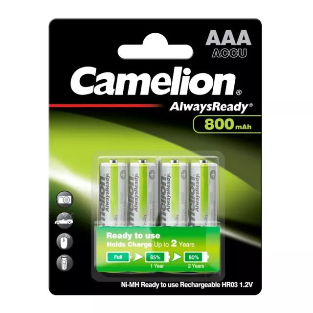 4x NiMH-Akku 1,2V 800 mAh Micro AAA HR03 Telefonakku von Camelion