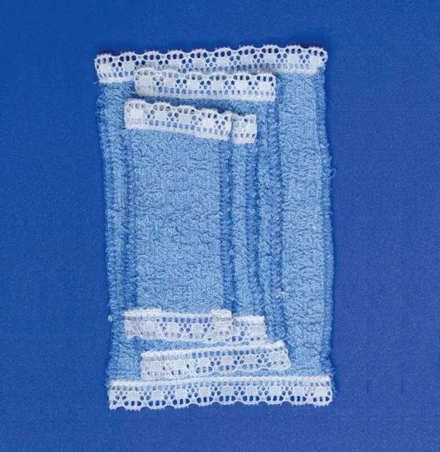 Towel Set 4pc Blue Bathroom Accessory Dolls House Miniature 1:12th Scale