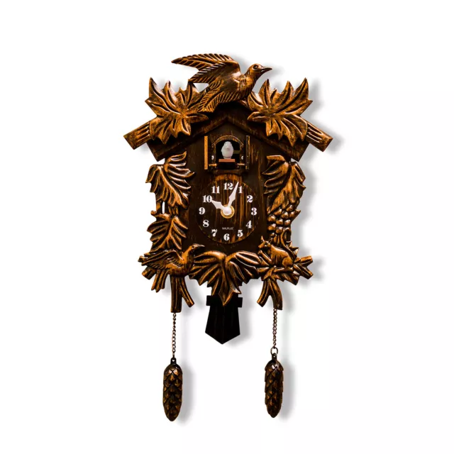 Walplus Brown Vintage Cuckoo Clock Bird Pendulum Wall Clock 2-Year Warranty