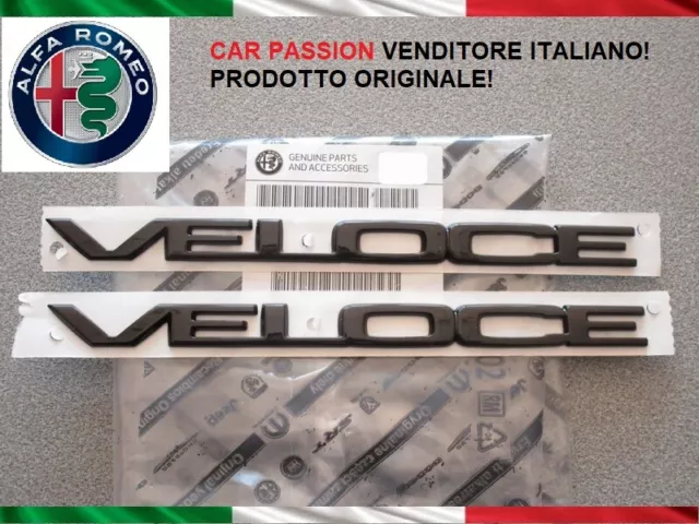 Coppia Scritta Stemma Veloce Alfa Romeo Giulia Originale Logo Nero Emblem
