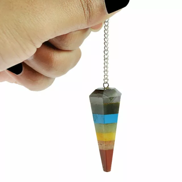 Natural Gemstone Faceted Cone Pendulum Healing Dowsing Crystal Pendulum