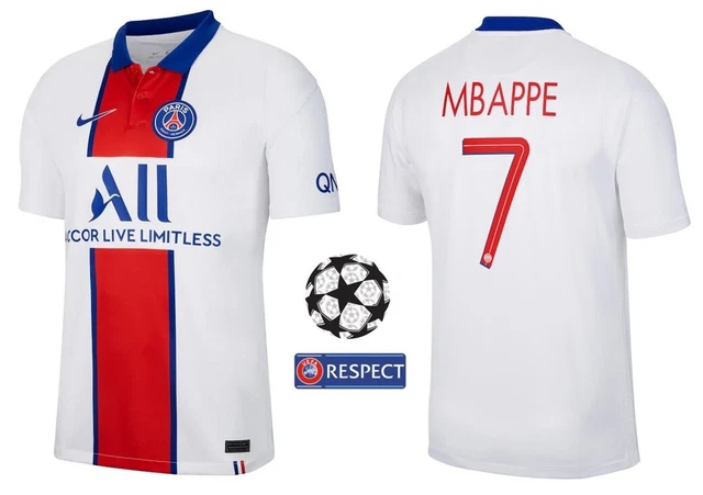 Maillot PSG 2021/2022 4ème Tenue #7 Mbappé - Blanc Taille M - Nike Neuf