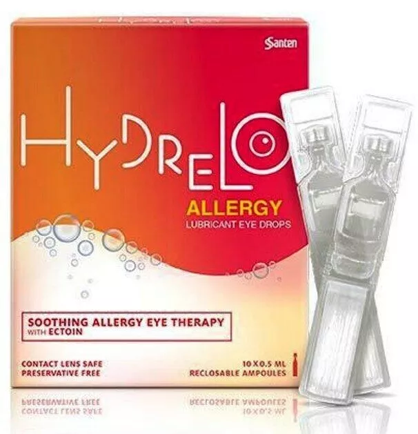 Caja de 5 Santen Hydrelo Allergy Lubricant Eye Drops 10 x 0,5 ml ampollas...