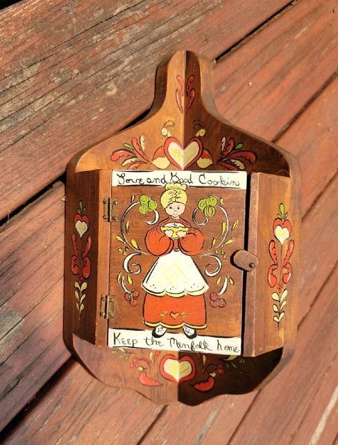 Folk Art Corner Cupboard Cabinet Hand Painted Vintage Americana OOAK Wall Mount
