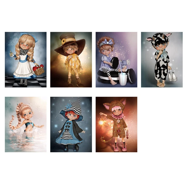 5D Hágalo usted mismo Taladro Redondo Completo Pintura Diamante Muñeca Dibujo de Estrás Imagen