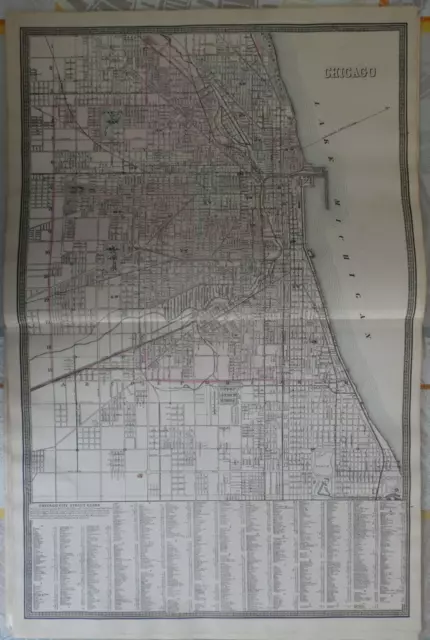 Grande Carte issue atlas Mitchell 1880 :  plan de chicago