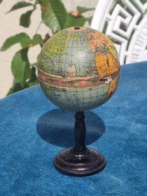 Beau globe terrestre ancien miniature NAPOLEON III / MAPPEMONDE/ RARE