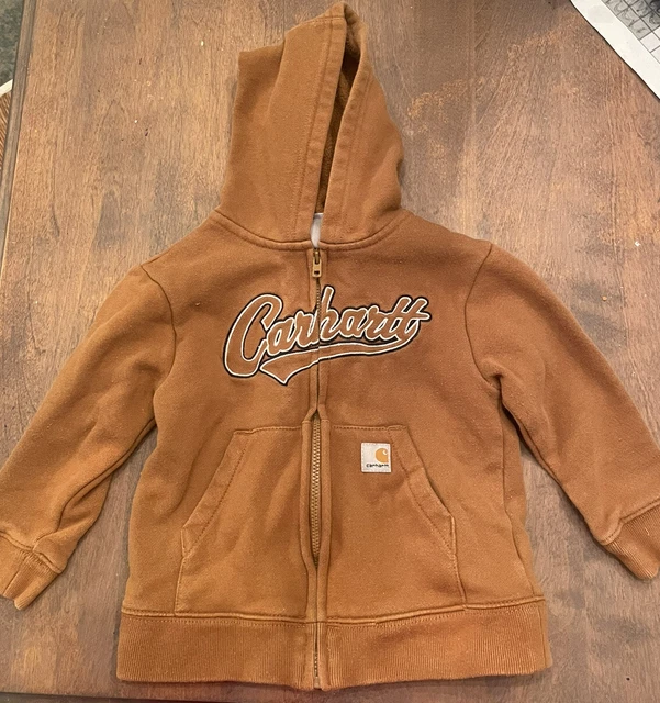 Carhartt Size 24 MO/ 2T Hoodie Boys Gold  Long Sleeve Full Zip Sweatshirt