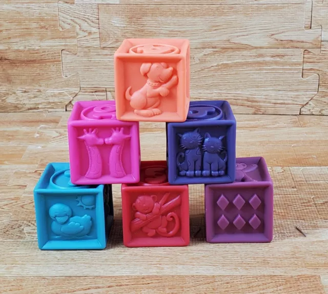 Soft Squeezable Baby Blocks -  Toys 6 Months  6 Block Lot