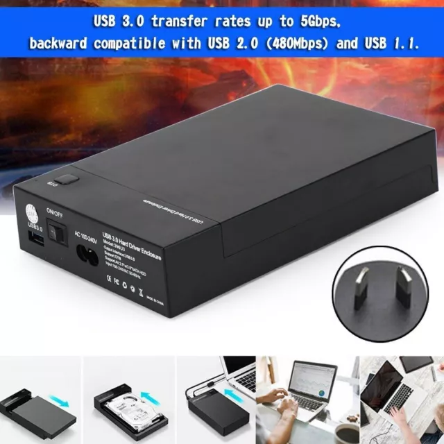 USB 3.0 2.5-3.5inch SATA HDD SSD External Enclosure Hard Disk Drive Case Box