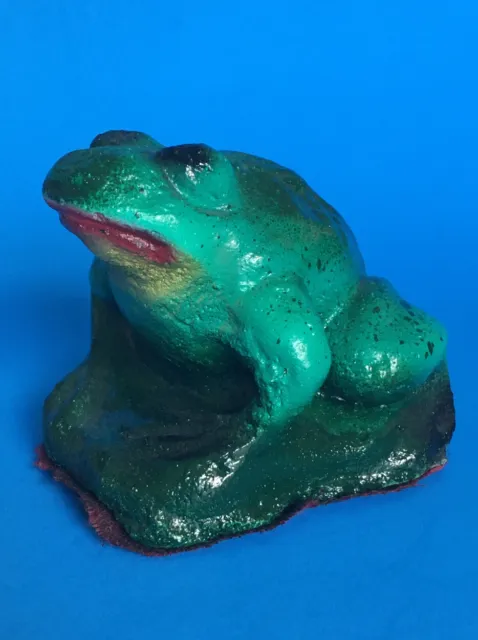 Old Vintage Painted Cement Frog Garden Figurine 4’