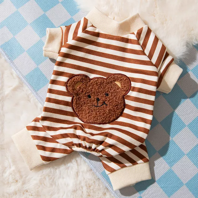 Pet Striped Jumpsuit Spring Autumn Medium Small Dog Clothes Pajamas Puppy Shirt