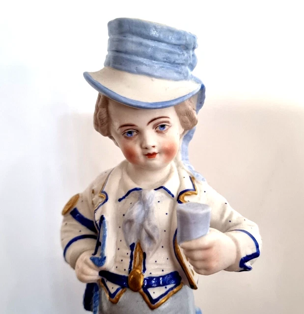 Letu et Mauger Paris Ancienne Grande  Statuette Porcelaine Enfant XIXéme siècle