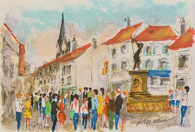 Urbain Huchet SAINT LEU LA FORET Hand Signed Limited Edition Lithograph Art