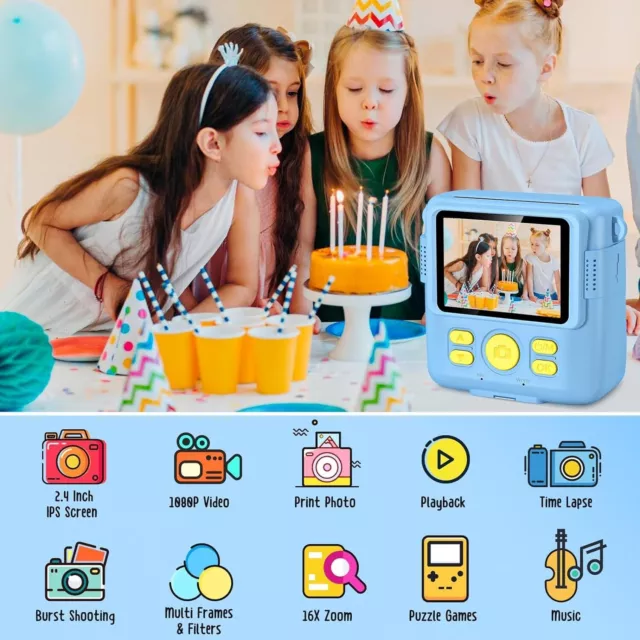 Fotocamera istantanea 1080P per bambini, 16x fotocamera zoom digitale per bambini - Nuova con scatola 2