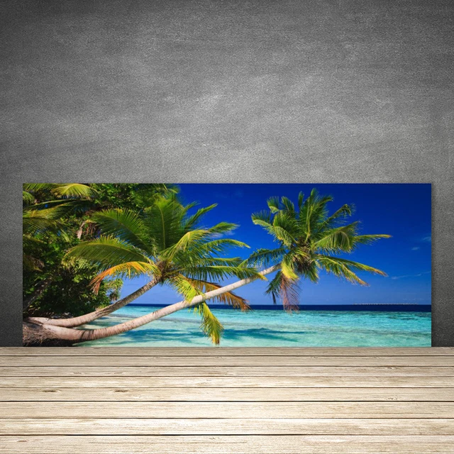 Crédence De Cuisine En Verre 100x50 Cm - Motif Paysage Palmiers Mer, Marque Tulup, Neuf, Style Moderne