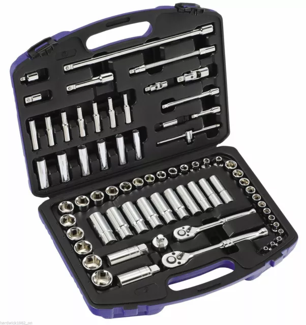 BRITOOL HALLMARK 70 Pce Large 1/4 + 3/8 Drive Socket Extension Ratchet Tool Set