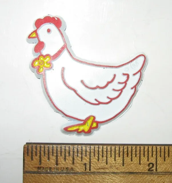 Refrigerator Magnet - White Hen with Yellow Flower Collar