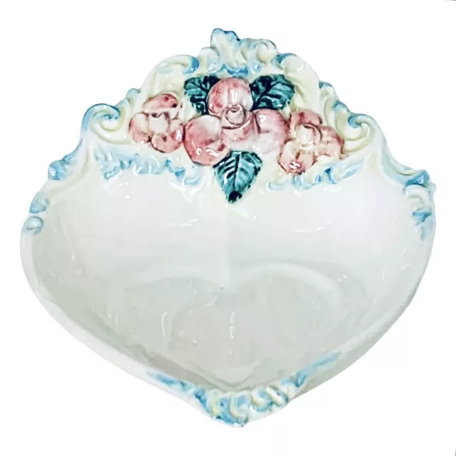 VTG Rich’s Department Store Italy Hand Painted Pink Rose Heart Shaped Dish