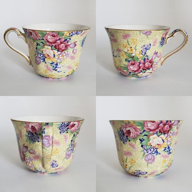2 Royal Winton Grimwades Welbeck Tea Trios Cup Saucer & Plate Yellow Chintz 1995 4