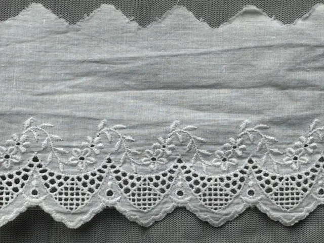 Beautiful French Antique embroidery lace edging -Floral design 118" by 3"