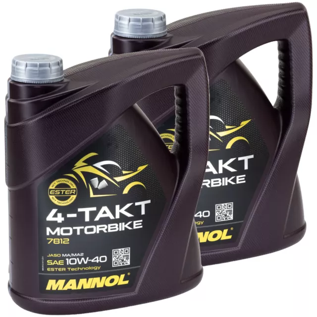 Aceite de motor moto 4 tiempos SAE 10W-40 MANNOL API SL 8 litros Aprilia Ducati Honda