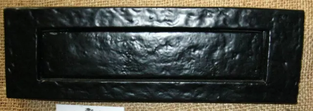 Door Letter Box plate Front in Tudor Antique Black Wrought Iron style cast iron