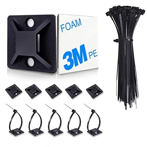 Cable Tie Mount Zip Tie Adhesive Backed Mounts Stick On Wire Holder Screw Hole