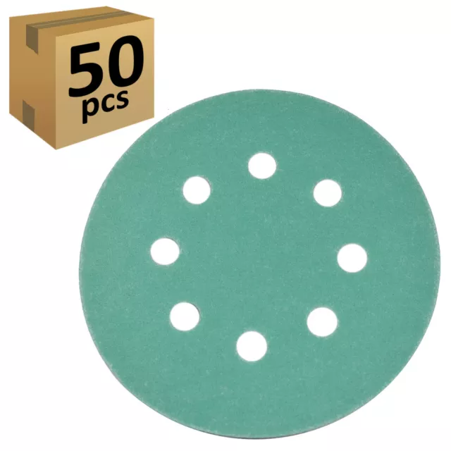 HQRP 5" 8-Hole 150-Grit Dustless Hook & Loop Sanding Discs Orbit Sander 50-Pack